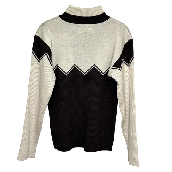 Vintage Nils Sweater Womens Small Black Cream Snowflake Mock Neck Ski 90s - Picture 5 of 6